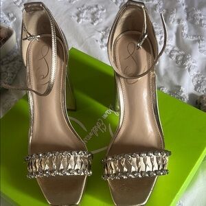 Elegant Gold Heeled Sandals
